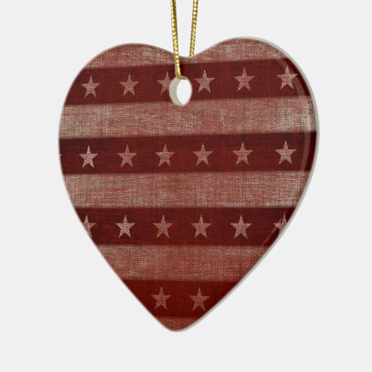 星とハートストライプセラミッククリスマスオーナメント セラミックオーナメント (左)