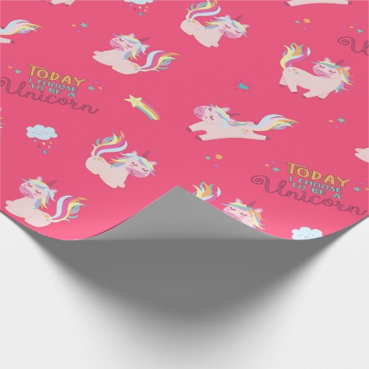 星とハートピンクでユニコーンのレインボーカラー ラッピングペーパー (角)