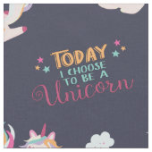 星とハートブルーでユニコーン虹の色 ファブリック (クローズアップ)