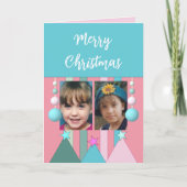 星とバウリーの陽気なクリスマスフォトピンク シーズンカード (正面)