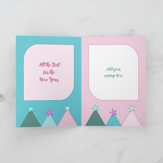 星とバウリーの陽気なクリスマスフォトピンク シーズンカード (内部)