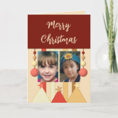 星とバウリー陽気なクリスマスの写真バーガンディ シーズンカード (正面)
