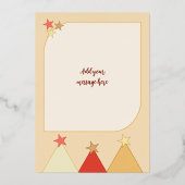 星とビーズの楽しいクリスマス写真 ワインレッド 箔シーズンカード (裏面)