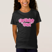 星とピンクと白の誕生日の女の子 Tシャツ (正面)