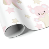 星とピンク&タンのテディベア ラッピングペーパー (ロールコーナー)