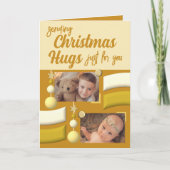 星とボーブルのクリスマスハグ金ゴールドとクリーム シーズンカード (正面)