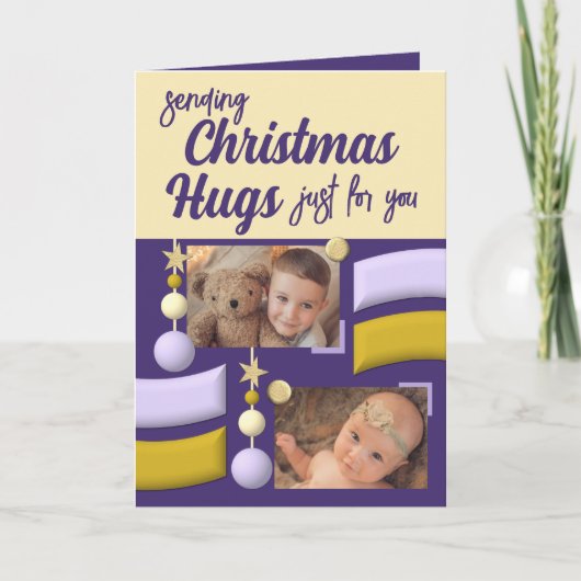 星とボーブルのクリスマスハグ金ゴールドと紫 シーズンカード (正面)