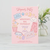 星とポップ – キュートなピンクの眠りパーティー 招待状 (スタンド正面)
