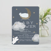 星とムーンポーラーベアーネイビー赤ちゃんシャワー 招待状 (スタンド正面)