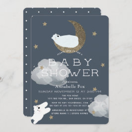 星とムーンポーラーベアーネイビー赤ちゃんシャワー 招待状