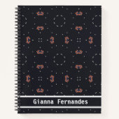 星とユニークな宇宙船のパターン ノートブック (正面)