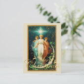 星とヴィンテージクリスマスエンジェル ポストカード (スタンド正面)