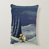 星とヴィンテージクリスマススノーエンジェル歩く アクセントクッション (裏面(縦))