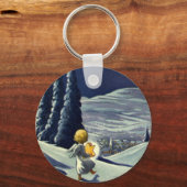 星とヴィンテージクリスマススノーエンジェル歩く キーホルダー (裏面)