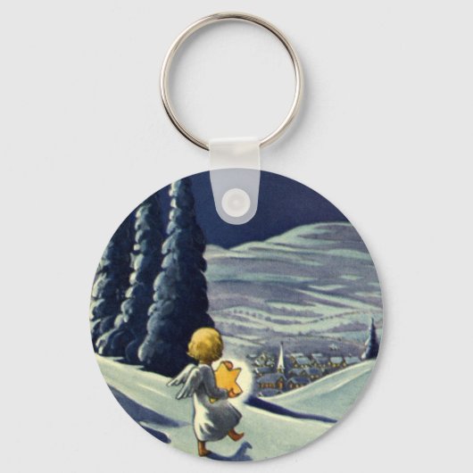 星とヴィンテージクリスマススノーエンジェル歩く キーホルダー (裏面)