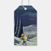 星とヴィンテージクリスマススノーエンジェル歩く ギフトタグ (正面)