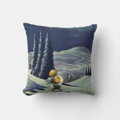 星とヴィンテージクリスマススノーエンジェル歩く クッション (正面)