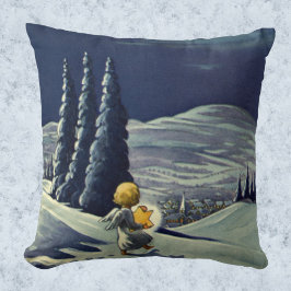 星とヴィンテージクリスマススノーエンジェル歩く クッション