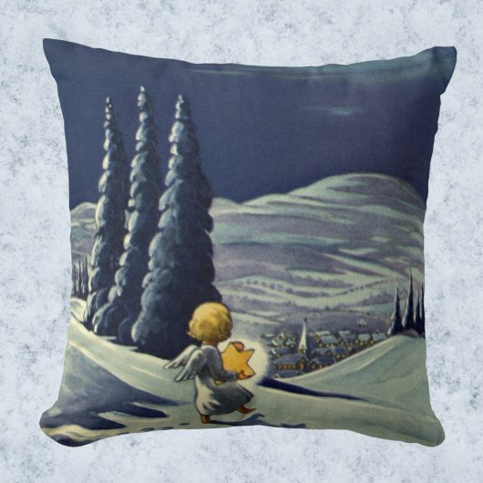 星とヴィンテージクリスマススノーエンジェル歩く クッション