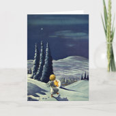 星とヴィンテージクリスマススノーエンジェル歩く シーズンカード (正面)