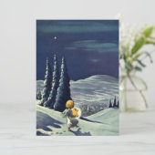 星とヴィンテージクリスマススノーエンジェル歩く シーズンカード (スタンド正面)