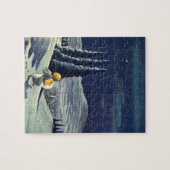 星とヴィンテージクリスマススノーエンジェル歩く ジグソーパズル (横)