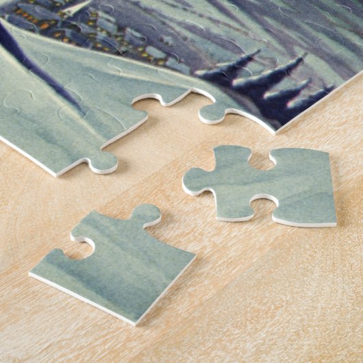 星とヴィンテージクリスマススノーエンジェル歩く ジグソーパズル (側面)