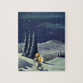 星とヴィンテージクリスマススノーエンジェル歩く ジグソーパズル (縦)