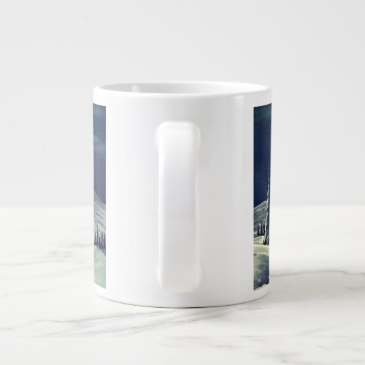 星とヴィンテージクリスマススノーエンジェル歩く ジャンボコーヒーマグカップ (裏面)