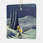 星とヴィンテージクリスマススノーエンジェル歩く セラミックオーナメント (左)