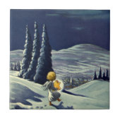 星とヴィンテージクリスマススノーエンジェル歩く タイル (正面)