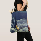 星とヴィンテージクリスマススノーエンジェル歩く トートバッグ (クローズアップ)