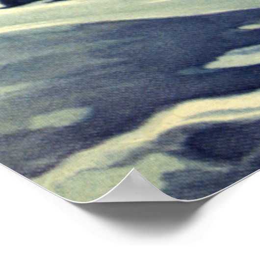 星とヴィンテージクリスマススノーエンジェル歩く ポスター (角)