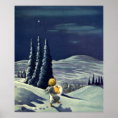 星とヴィンテージクリスマススノーエンジェル歩く ポスター (正面)