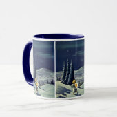 星とヴィンテージクリスマススノーエンジェル歩く マグカップ (正面左)