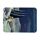 星とヴィンテージクリスマススノーエンジェル歩く マグネット (横)