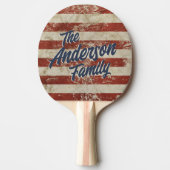 星とヴィンテージストライプファミリ名 卓球ラケット (正面)