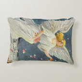 星とヴィンテージビクトリアンクリスマスエンジェルバラ アクセントクッション (裏面)