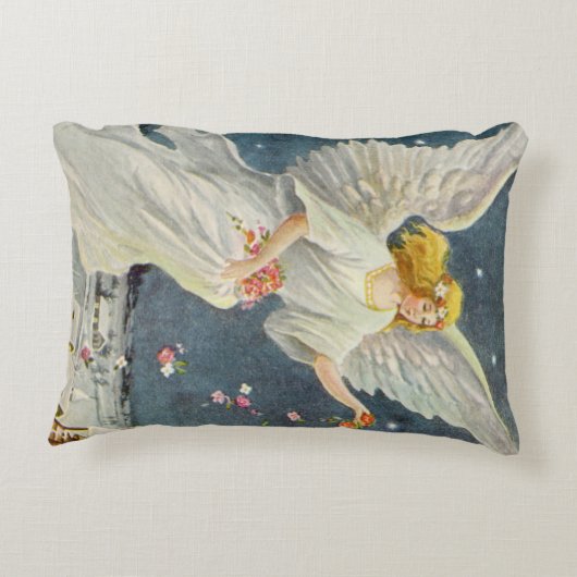 星とヴィンテージビクトリアンクリスマスエンジェルバラ アクセントクッション (裏面)