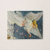 星とヴィンテージビクトリアンクリスマスエンジェルバラ ジグソーパズル (横)