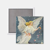 星とヴィンテージビクトリアンクリスマスエンジェルバラ マグネット (正面/裏面)