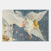 星とヴィンテージビクトリアンクリスマスエンジェルバラ ラッピングペーパーシート (正面3)