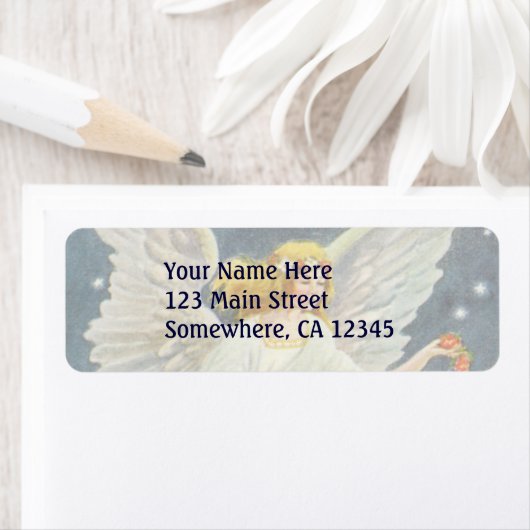 星とヴィンテージビクトリアンクリスマスエンジェルバラ ラベル (インサイチュ)