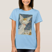 星とヴィンテージビクトリアンクリスマスエンジェルバラ Tシャツ (正面)