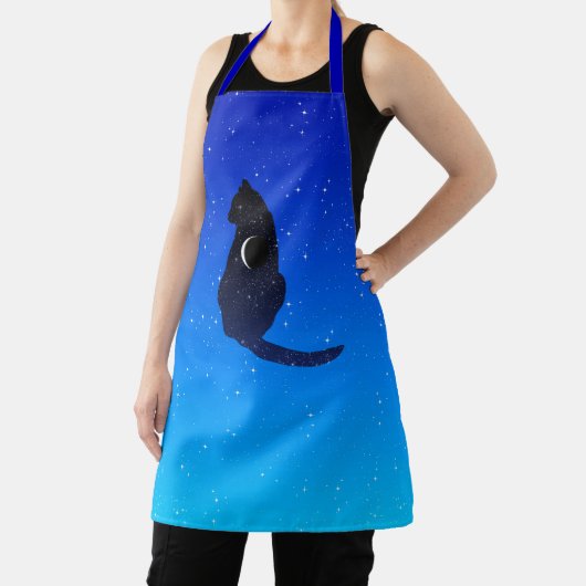 星と三日月の宇宙猫パターン エプロン (インサイチュ)