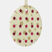 星と円の金ゴールドとクランベリー セラミックオーナメント (右)