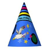 星と円を描いたカラフルのカモメ パーティーハット (正面)