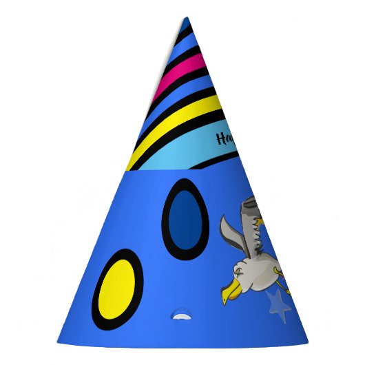 星と円を描いたカラフルのカモメ パーティーハット (左)