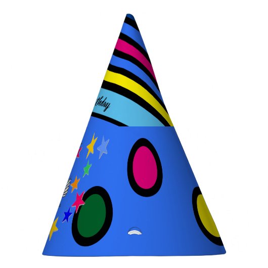 星と円を描いたカラフルのカモメ パーティーハット (右)