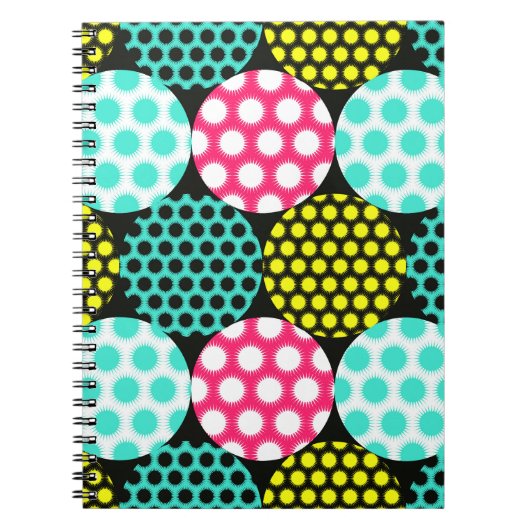 星と円、数々の色パタポップ・アートのーン。 ノートブック (正面)